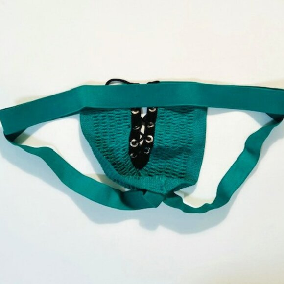 FIZX Mark by Undergear  Solid Knit Lace-up Athletic Supporter/Jock- Green/ Black - Picture 10 of 14